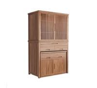 CFY652 Mesa de Nogal Negro de Estilo Chino for ofrendas de Riqueza, con Puerta Recortada Oculta y gabinete de Buda.