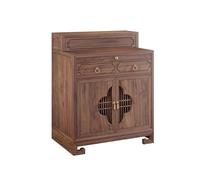 CFY652 Mesa de ofrendas de Riqueza de Interior, Alta y Baja, con nicho de Buda de Nogal Negro de Estilo Chino.