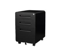 CFY652 Multifuncionales Archivador bajo de Acero con Cerradura for Oficina, Color sólido, Esquinas Redondeadas Cajonera Oficina(Negro)