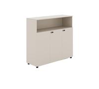 CFY652 Multifuncionales Archivador bajo de Oficina Gris y Blanco Tres Puertas con partición Almacenamiento Madera Cerradura for Datos Cajonera Oficina