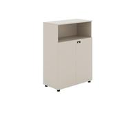 CFY652 Multifuncionales Archivador bajo de Oficina Madera con Puerta Doble y Compartimento for Almacenamiento, Cerradura, Color Blanco Cajonera Oficina