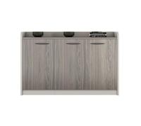 CFY652 Multifuncionales Archivador bajo de Oficina Tres Puertas Madera con asa for Almacenamiento Datos Cajonera Oficina(Grey)