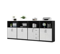 CFY652 Multifuncionales Archivador de Madera Blanco/Negro, Paquete combinación múltiple, Armario Almacenamiento extraíble con múltiples Puertas y cajones Cajonera Oficina
