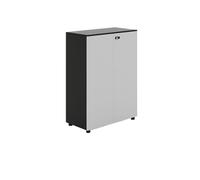 CFY652 Multifuncionales Archivador de Madera Doble Puerta Gris y Negro con Cerradura, for Sala conferencias, despensa, Oficina, Almacenamiento Datos Cajonera Oficina