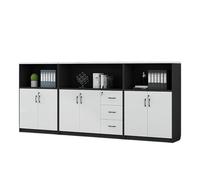 CFY652 Multifuncionales Archivador de Seis Puertas y Tres armarios for Oficina, Varios, Blanco Negro Cajonera Oficina