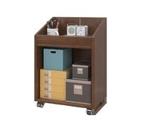 CFY652 Multifuncionales Archivador Debajo del Escritorio de Madera Maciza, gabinete Lateral Almacenamiento móvil con Rueda, Oficina bajo, estantería pequeña Cajonera Oficina(Bruin)