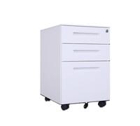CFY652 Multifuncionales Archivador móvil de Acero Color, Armario Almacenamiento Grueso Debajo del Escritorio, Tres cajones con Ruedas Cajonera Oficina(Blanco)