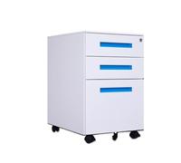 CFY652 Multifuncionales Archivador móvil de Acero Color, Armario Almacenamiento Grueso Debajo del Escritorio, Tres cajones con Ruedas Cajonera Oficina(Blue)
