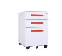 CFY652 Multifuncionales Archivador móvil de Acero Color, Armario Almacenamiento Grueso Debajo del Escritorio, Tres cajones con Ruedas Cajonera Oficina(Orange)