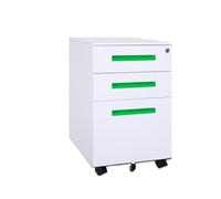 CFY652 Multifuncionales Archivador móvil de Acero Color, Armario Almacenamiento Grueso Debajo del Escritorio, Tres cajones con Ruedas Cajonera Oficina(Green)
