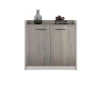 CFY652 Multifuncionales Armario bajo de Madera con Puertas Dobles for Oficina, archivador asa, Almacenamiento Datos, Disponible en Dos Colores Cajonera Oficina(Grey)