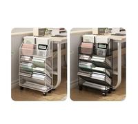 CFY652 Multifuncionales Estantería de Escritorio, estantería for Almacenamiento Libros y Documentos, Sencilla for el Suelo, Carrito con Ruedas Cajonera Oficina(Blanco)