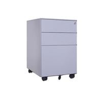CFY652 Multifuncionales Gabinete móvil de Acero, pequeño gabinete Empuje, Almacenamiento Debajo del Escritorio, Tres cajones con Ruedas Cajonera Oficina(Grey)