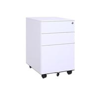 CFY652 Multifuncionales Gabinete móvil de Acero, pequeño gabinete Empuje, Almacenamiento Debajo del Escritorio, Tres cajones con Ruedas Cajonera Oficina(Blanco)