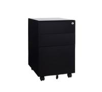 CFY652 Multifuncionales Gabinete móvil de Acero, pequeño gabinete Empuje, Almacenamiento Debajo del Escritorio, Tres cajones con Ruedas Cajonera Oficina(Negro)