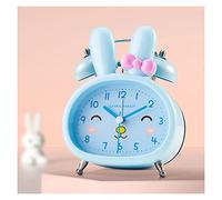CFY652 Reloj de Viaje Reloj Despertador con Doble Campana de 3,5 Pulgadas for niños, retroiluminación, Pilas for dormitorios, Conejo Decoración(Blue)