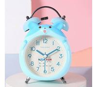 CFY652 Reloj de Viaje Reloj Despertador de 4 Pulgadas, Doble Campana, silencioso, sin tictac, Funciona con Pilas, Extra Fuerte luz Nocturna, for mesita Noche Decoración(Blue)