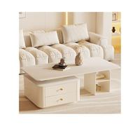 CFY652 Side Table Mesa de Centro Rectangular Lujo Moderna for Sala Estar, Espacio pequeño, Mesa Piedra estética Color Crema for el hogar Mesa Auxiliar(130cm)