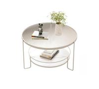 CFY652 Side Table Mesa de Centro Redonda con Vidrio Templado Acanalado, Mesa Minimalista pequeña for Salas Estar pequeñas, diseño Moderno Que Ahorra Espacio Mesa Auxiliar(Blanco,80cm)