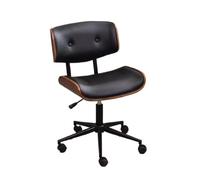 CFY652 Sillas de Oficina Silla de Oficina giratoria con Cuero Retro Ajustable, cómoda Silla de Oficina pequeña de Madera, Adecuada for Oficina y hogar Office Chair(Negro)
