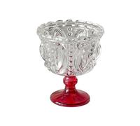 CFY652 Vasos Agua Copas de postre vintage con relieve, copas transparentes for helado 250 ml base colorida Vaso de Cristal(Red)