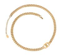 CG&KYGG Gargantilla chapada en oro real de 18 quilates con letra D doble, cadena de eslabones cubanos de acero inoxidable 316L de 6 mm, regalo de cumpleaños, día de San Valentín y día de la madre