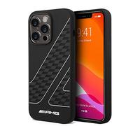 CG MOBILE AMG - Carcasa de silicona líquida, diseño de bandera a cuadros anticaída, elegante, delgada, protección completa, compatible con iPhone 14 Pro Max 6,7" (negro/blanco)