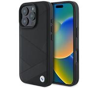 CG Mobile BMW BMHCP16L23RCGPK Funda para iPhone 16 Pro 6.3" Negro Hardcase Sign Leather Crossing Lines Pattern