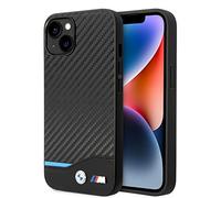 CG MOBILE BMW Case BMHCP14S22NBCK - Funda para iPhone 14 de 6.1 Pulgadas, Piel de Carbono, Color Negro y Negro