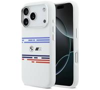 CG MOBILE BMW M - Tira horizontal de silicona compatible con funda MagSafe para iPhone 17 Pro (blanco)