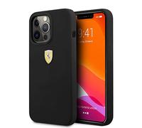 CG MOBILE Ferrari - Carcasa de teléfono para iPhone 13 Pro en Color Negro con Interior de Microfibra, Carcasa Protectora de Silicona Suave y antiarañazos fácil de enganchar, absorción de Golpes y