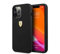 CG MOBILE Ferrari - Carcasa para iPhone 13 Pro MAX de Microfibra con botón de presión fácil, absorción de Golpes y Logotipo de Firma, Color Negro, FESSIHCP13XBK