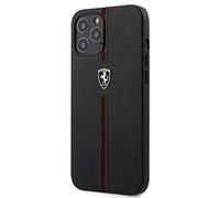 CG MOBILE Ferrari FEOMSHCP12LBK - Funda de Piel para iPhone 12 Pro MAX (6,7 Pulgadas), Color Negro y Rojo