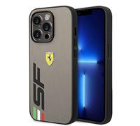 CG MOBILE Ferrari - Funda de Piel sintética con Gran Logotipo SF Impreso, Compatible con iPhone 14 Pro MAX (Gris)