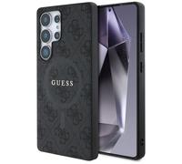 CG MOBILE Funda con licencia Guess para S25 de piel marrón con anillo coloreado 4G, logotipo clásico compatible con MagSafe