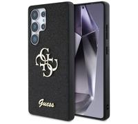 CG Mobile Funda con Licencia Guess para S25 de Piel Negra con Anillo Coloreado 4G con Logotipo clásico Compatible con MagSafe