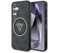 CG Mobile Funda con Licencia Guess para S25 Ultra Negro 4G Glitter Triangle Buttons Compatible con MagSafe