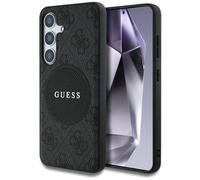 CG Mobile Funda con Licencia Guess para S25 Ultra Negro 4G Round Patch Classic Logo Compatible con MagSafe