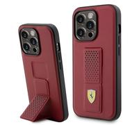 CG MOBILE Funda de teléfono para iPhone 15 Pro - PC/TPU diseño perforado con soporte de agarre rojo - Ferrari