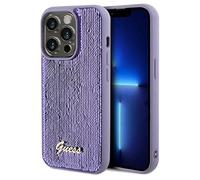 CG MOBILE Funda Guess GUHCP13LPSFDGSU para iPhone 13 Pro / 13 6.1 Funda Dura Morada Lentejuelas Script Metal