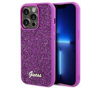 CG MOBILE Funda Guess para Apple iPhone 14 Pro Color Fucsia con Brillantes y Logo Dorado GUHCP14LPMSDGSF