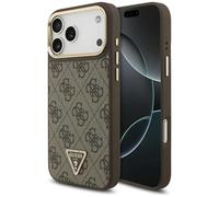 CG MOBILE Guess 4G Triángulo Logo Compatible con MagSafe Funda para iPhone 17 Pro Max (marrón/dorado)