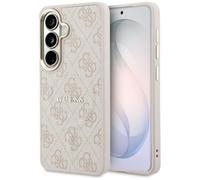 CG MOBILE Guess 4G Anillo en relieve compatible con funda MagSafe para Samsung Galaxy S26 (rosa)