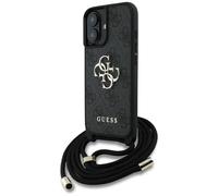 CG Mobile Guess 4G Big Logo Cord Stap Crossbody - Carcasa para iPhone 16, Color Negro