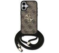CG MOBILE Guess 4G Big Logo Cord Stap Crossbody - Carcasa para iPhone 17, color marrón