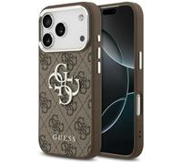 CG MOBILE Guess 4G - Carcasa para iPhone 17 Pro (4G, diseño clásico, color marrón/plateado)