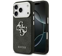 CG MOBILE Guess 4G - Carcasa para iPhone 17 Pro Max (4G, con logo clásico), color negro y plateado