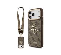 CG MOBILE Guess 4G - Carcasa para iPhone 17 Pro Max (con correa grande y botones metálicos), color marrón