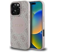 CG Mobile Guess 4G Circle Classic Logo Compatible con MagSafe Funda para iPhone 16 Pro (Rosa)