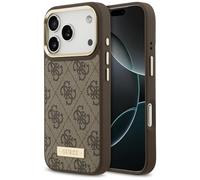 CG MOBILE Guess 4G Logo Placa Compatible con MagSafe Funda para iPhone 17 Pro (Marrón)